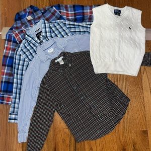 White polo sweater vest and 4 button up shirts to go with it!